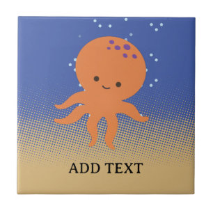 Leuke Octopus Cartoon Aangepaste Naam Tegeltje