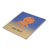 Leuke Octopus Cartoon Aangepaste Naam Tegeltje (Zijkant)
