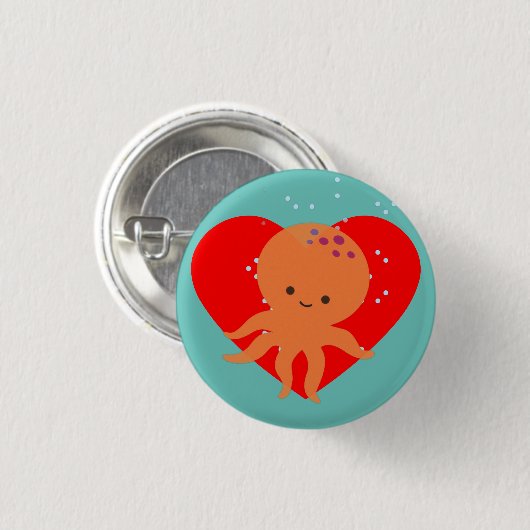 Leuke octopus Cartoon rood hart Ronde Button 3,2 Cm (Voorkant /achterkant)