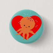 Leuke octopus Cartoon rood hart Ronde Button 3,2 Cm (Voorkant)