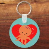 Leuke octopus Cartoon rood hart Sleutelhanger (Achterkant)