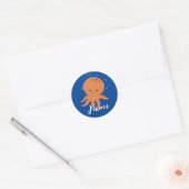 Leuke Octopus Cartoon Voeg naam toe Ronde Sticker (Envelop)
