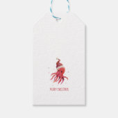 Leuke Octopus Zeeen en Groeten Santa Hat Cadeaulabel (Voorkant)