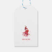 Leuke Octopus Zeeen en Groeten Santa Hat Cadeaulabel (Achterkant)