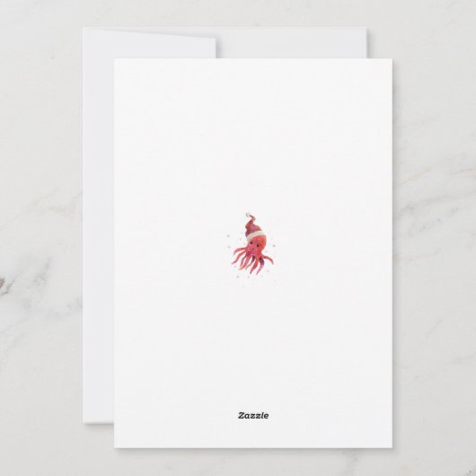 Leuke Octopus Zeeen en Groeten Santa Hat Feestdagenkaart (Achterkant)