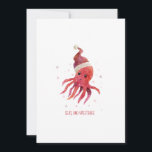 Leuke Octopus Zeeen en Groeten Santa Hat Feestdagenkaart<br><div class="desc">Wat een heerlijk ontwerp voor de oceaanliefhebber. Een feestelijke kerstaktopus gemaakt in waterverf, met een schattige kerstmuts op zijn hoofd. Schattig. Het voorste bericht leest Zeeen en Groeten in een trendy lettertype, maar dit kan gemakkelijk worden gewijzigd. Op de achterkant van de kaart is een schattige miniatuur Octopus te vinden....</div>