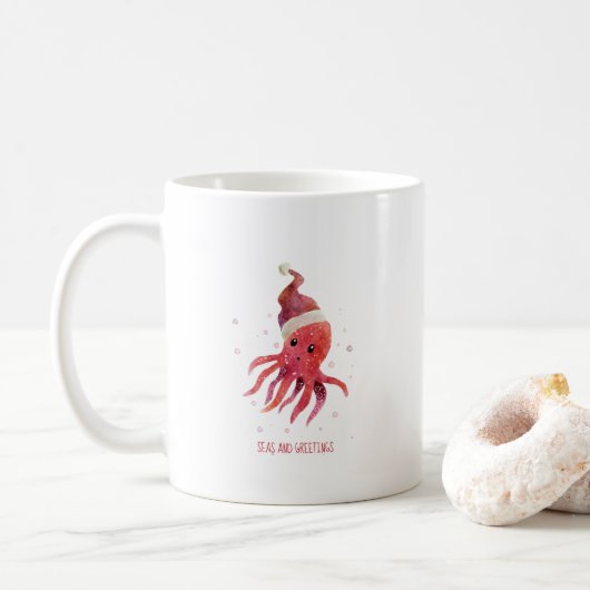 Leuke Octopus Zeeen en Groeten Santa Hat Koffiemok (Met donut)