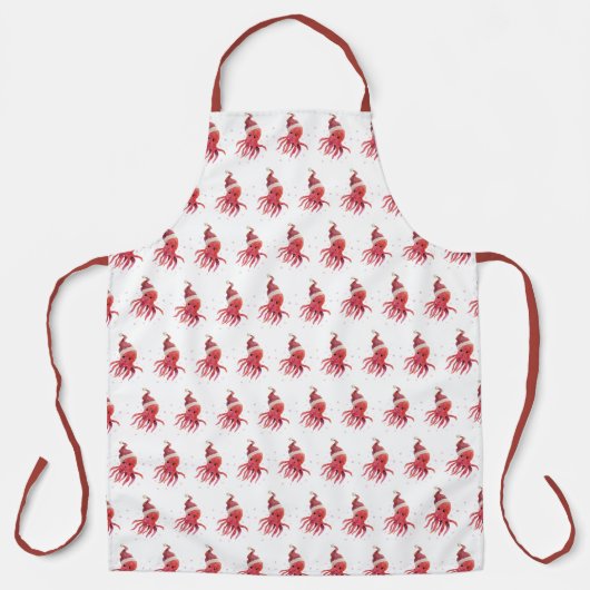 Leuke Octopus Zeeen en Groeten Santa Hat Schort (Voorkant)