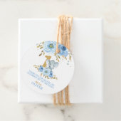 Leuke Olifant 1e Verjaardag Blauwe Bloemen Dank u Bedankjes Labels (In situ)