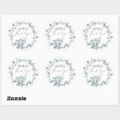 Leuke Olifant Baby Jongen Douche Dank u Ronde Sticker (Vel)