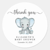 Leuke Olifant Baby Jongen Douche Dank u Ronde Sticker (Voorkant)