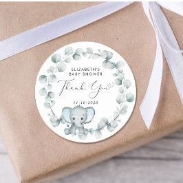 Leuke Olifant Baby Jongen Douche Dank u Ronde Sticker