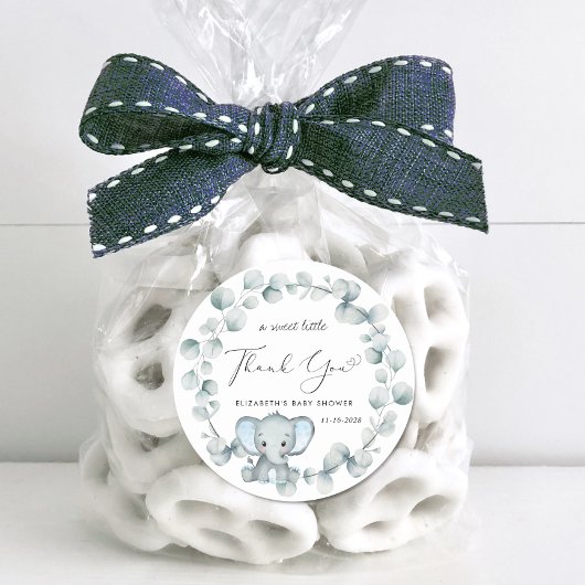 Leuke Olifant Baby Jongen Douche Dank u Ronde Sticker