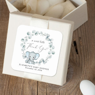 Leuke Olifant Baby Jongen Douche Dank u Vierkante Sticker