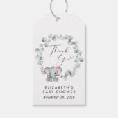 Leuke Olifant Baby Meisje Douche Dank u Cadeaulabel (Voorkant)
