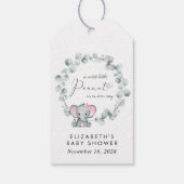 Leuke Olifant Baby Meisje Douche Dank u Cadeaulabel (Achterkant)