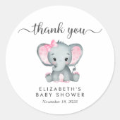 Leuke Olifant Baby Meisje Douche Dank u Ronde Sticker (Voorkant)