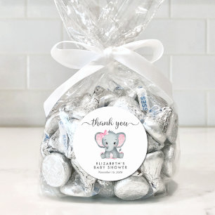 Leuke Olifant Baby Meisje Douche Dank u Ronde Sticker