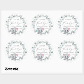 Leuke Olifant Baby Meisje Douche Dank u Ronde Sticker (Vel)