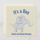 Leuke olifant Baby shower Geslacht onthullen Kaart (Voorkant / Achterkant)