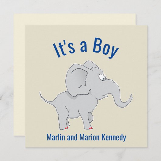 Leuke olifant Baby shower Geslacht onthullen Kaart (Voorkant / Achterkant)