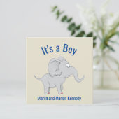 Leuke olifant Baby shower Geslacht onthullen Kaart (Staand voorkant)