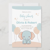 Leuke olifant baby shower uitnodiging (Voorkant)