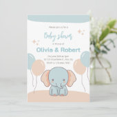 Leuke olifant baby shower uitnodiging (Staand voorkant)