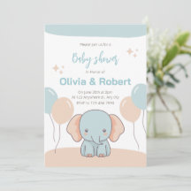 Leuke olifant baby shower uitnodiging