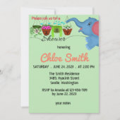 Leuke olifant baby shower uitnodiging (Voorkant)