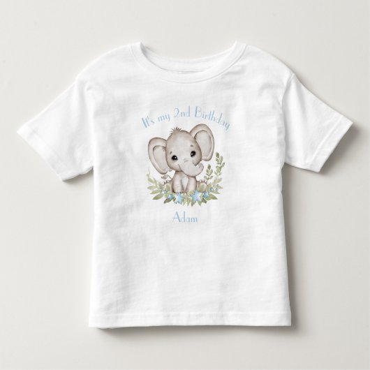 Leuke olifant blauw groen verjaardag jongen kinder shirts (Voorkant)