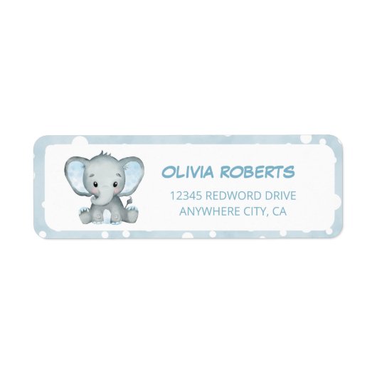 Leuke Olifant blauw Retouradres Etiket (Voorkant)