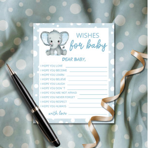Leuke Olifant blauw Wishes voor Baby kaart
