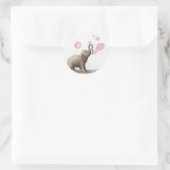 Leuke olifant blazen roze bubbels ronde sticker (Tas)