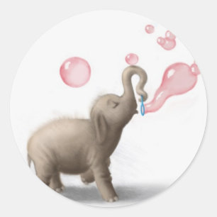 Leuke olifant blazen roze bubbels ronde sticker