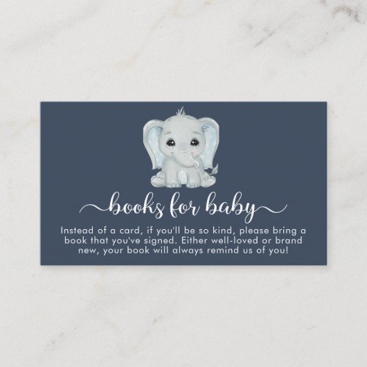 Leuke olifant boeken voor Baby shower Informatiekaartje (Voorkant)