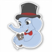 Leuke olifant boy cartoon Custom-Cut Vinyl Sticker (Voorkant)