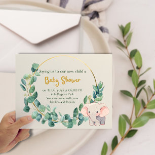 Leuke Olifant Calyptus Baby shower Invitation Kaart