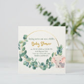 Leuke Olifant Calyptus Baby shower Invitation Kaart (Staand voorkant)