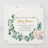 Leuke Olifant Calyptus Baby shower Invitation Kaart (Voorkant)