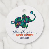 Leuke olifant dank u typografie bedankjes labels (Achterkant)