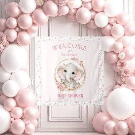 Leuke Olifant en Bloemen Baby shower Welkomstbord Wandkleed