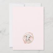 Leuke Olifant en Bloemen Roze Baby shower Kaart (Achterkant)