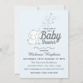 Leuke Olifant en Confetti Blue Baby shower Kaart (Voorkant)