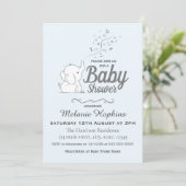 Leuke Olifant en Confetti Blue Baby shower Kaart (Staand voorkant)