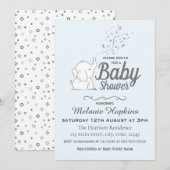 Leuke Olifant en Confetti Blue Baby shower Kaart (Voorkant / Achterkant)