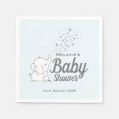 Leuke Olifant en Confetti Blue Baby shower Servet (Voorkant)
