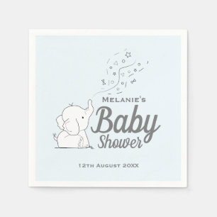 Leuke Olifant en Confetti Blue Baby shower Servet
