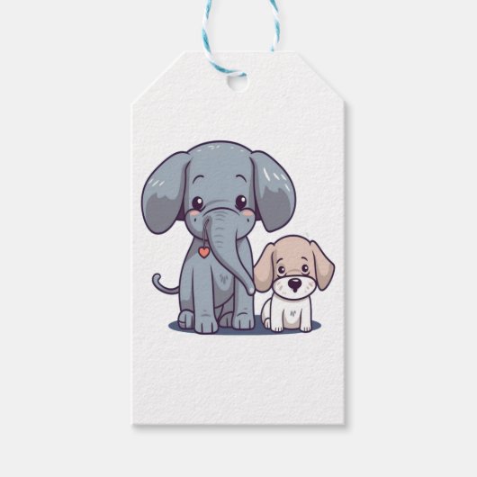 Leuke Olifant en hond Cadeaulabel (Voorkant)