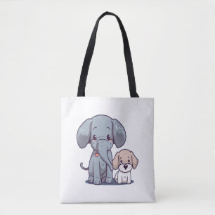 Leuke Olifant en hond Tote Bag